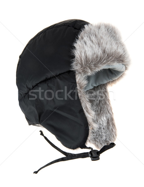 Ciepły futra cap biały zimą zimno Zdjęcia stock © cookelma