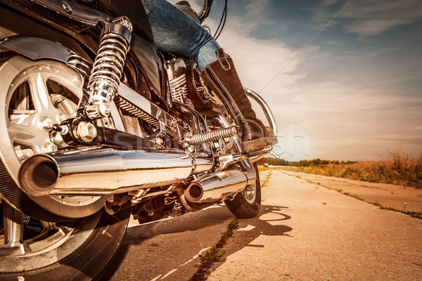 Biker girl riding on a motorcycle Stock photo © cookelma