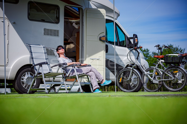 Family vacation travel, holiday trip in motorhome Stock photo © cookelma