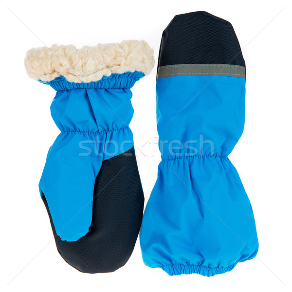Ujjatlan kesztyűk kék fehér kezek hó háttér Stock fotó © cookelma