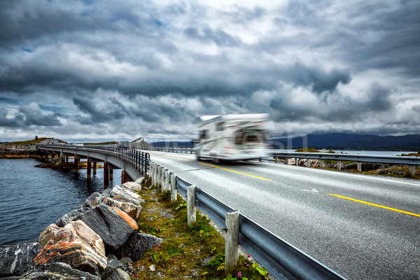 Norway. Caravan car travels on the highway. Stock photo © cookelma