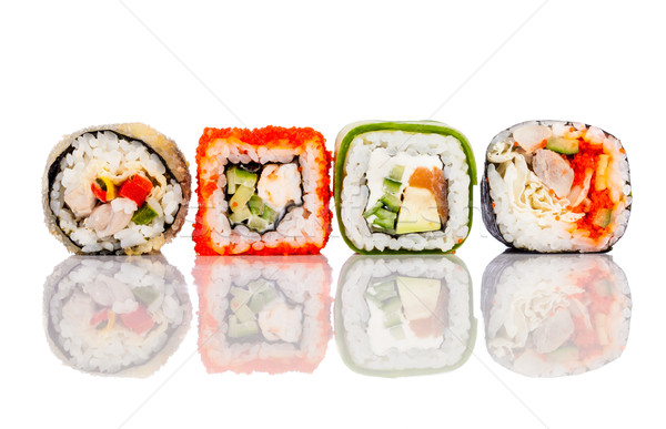 Sushis rouler blanche savoureux alimentaire poissons Photo stock © cookelma