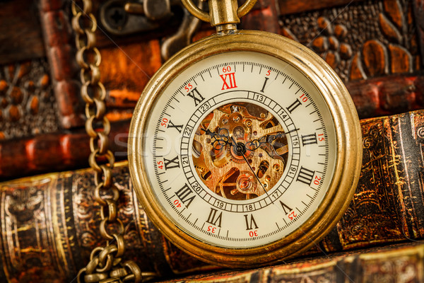ヴィンテージ 懐中時計 アンティーク 古い 図書 抽象的な ストックフォト © cookelma