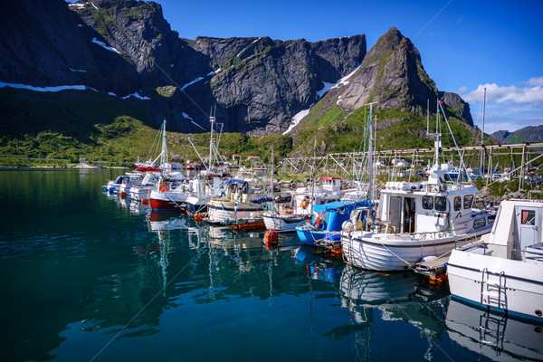 Archipelag marina łodzi Norwegia dekoracje Zdjęcia stock © cookelma