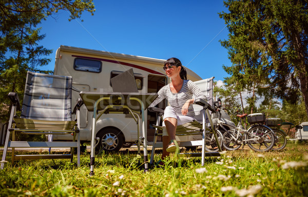 Family vacation travel, holiday trip in motorhome Stock photo © cookelma