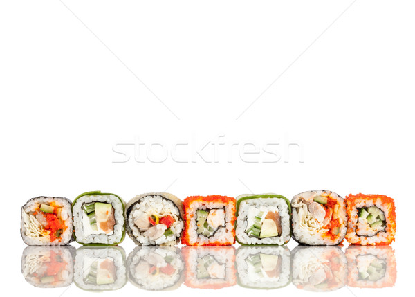 Sushi rollen weiß lecker Essen Fisch Stock foto © cookelma
