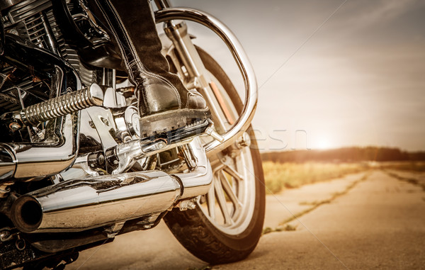 Biker girl riding on a motorcycle Stock photo © cookelma
