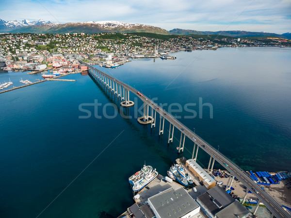 Puente ciudad Noruega aéreo fotografía mundo Foto stock © cookelma