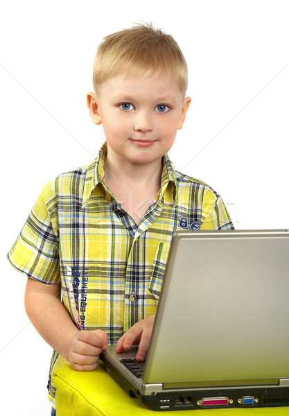 Fiú szőke nő eljegyezve számítógép internet iskola Stock fotó © cookelma