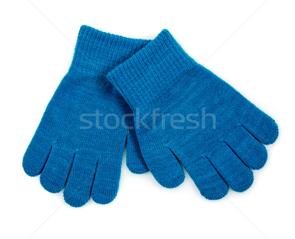 Blue Knit Gloves isolated Stock photo © cookelma