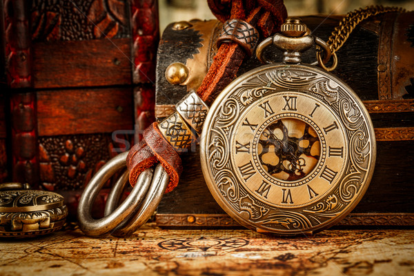 ヴィンテージ 懐中時計 アンティーク グランジ 静物 背景 ストックフォト © cookelma