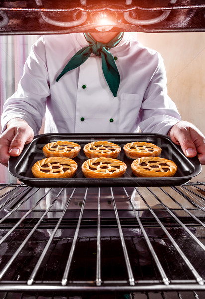 Chef cooking in the oven. Stock photo © cookelma