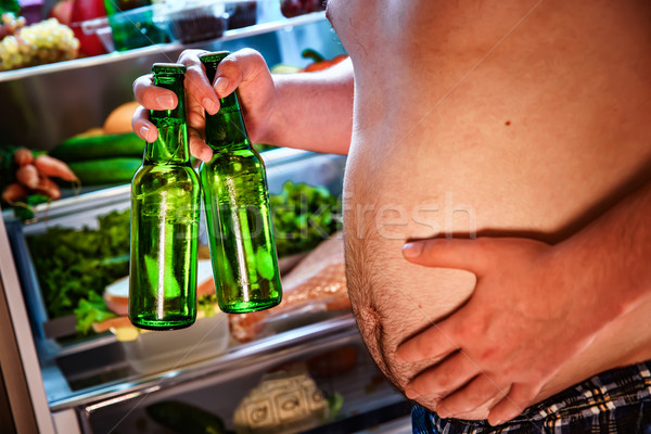 胖子 啤酒 手 冰箱 會議 朋友 商業照片 © cookelma