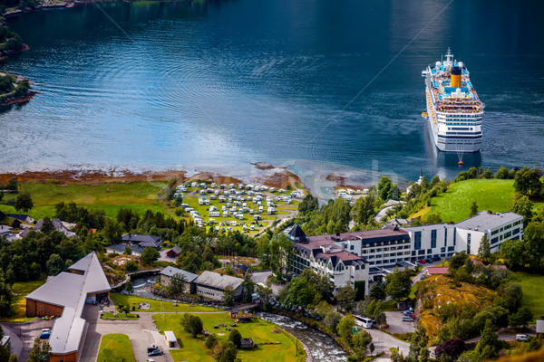 Stock photo: Geiranger fjord, Norway aerial photography.