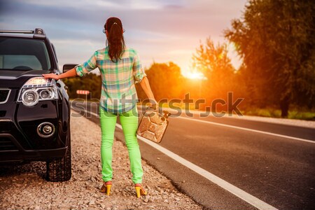 Zarar araç sorunları yol kadın araba Stok fotoğraf © cookelma
