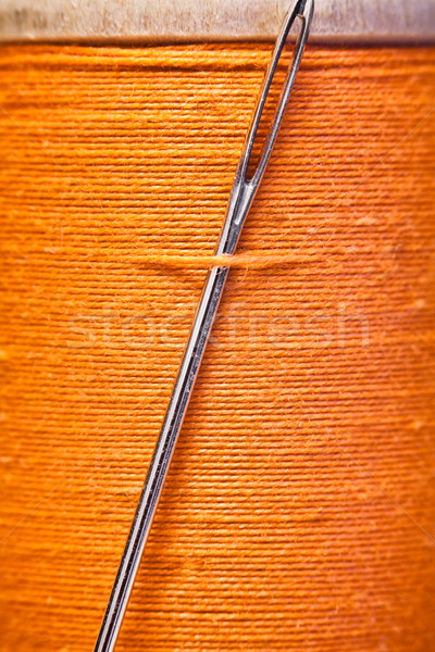 Tű cséve citromsárga fonál leragasztott munka Stock fotó © cookelma
