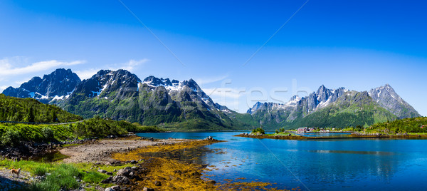 Archipelag panorama Norwegia dekoracje dramatyczny góry Zdjęcia stock © cookelma