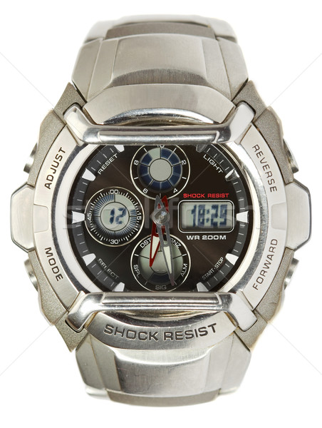 Elektronische stopwatch business geld handen tijd Stockfoto © cookelma