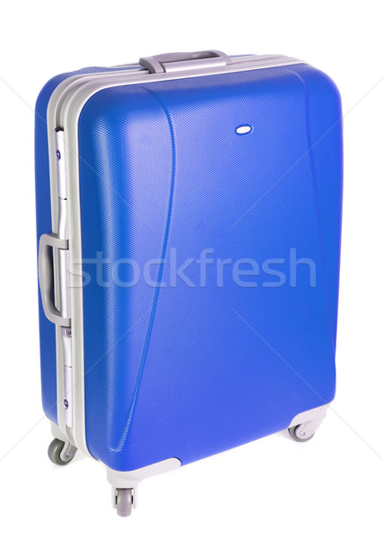 Niebieski walizkę biały tle bezpieczeństwa worek Zdjęcia stock © cookelma