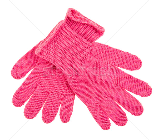 Foto stock: Azul · guantes · aislado · invierno · blanco · moda