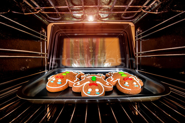 Gingerbread man piekarnik gotowania żywności strony Zdjęcia stock © cookelma