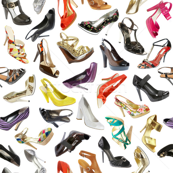 Schuhe weiß Mode Warenkorb Gruppe Stock foto © cookelma