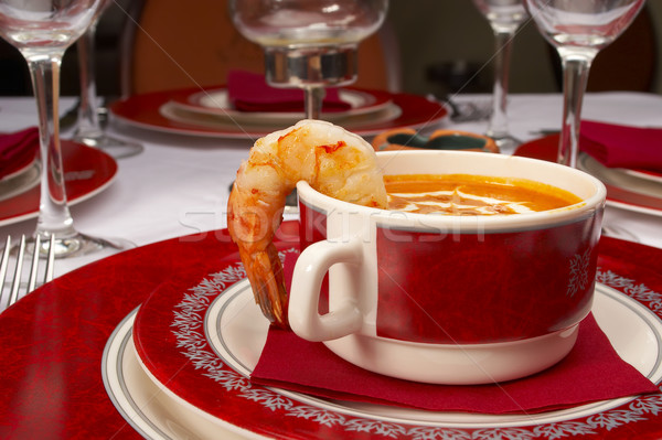 Stock photo: Tasty soup on a table at restaurant 