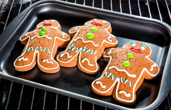 Gingerbread man piekarnik gotowania żywności strony Zdjęcia stock © cookelma