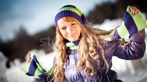 Portre kız kış güzel kız yüz moda Stok fotoğraf © cookelma