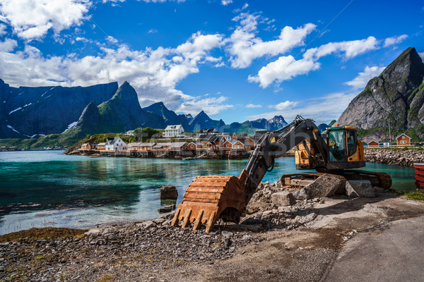 Excavator, bulldozer repair work on the road. Norway Stock photo © cookelma