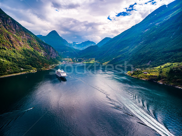 Geiranger fjord, Norway aerial photography. Stock photo © cookelma