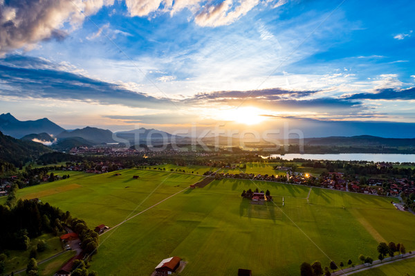 Panorama from the air sunset Forggensee and Schwangau, Germany,  Stock photo © cookelma