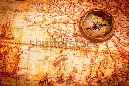 Foto stock: Vintage · ganso · pluma · viejo · mapa · naturaleza · muerta · negocios