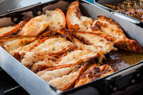 Frit pan plaque cuisine homard fruits de mer Photo stock © cookelma