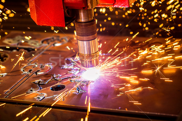Stock photo: CNC Laser cutting of metal, modern industrial technology.