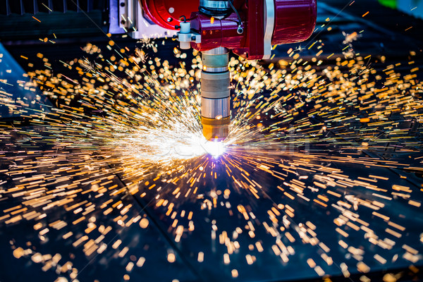 Stock photo: CNC Laser plasma cutting of metal, modern industrial technology.