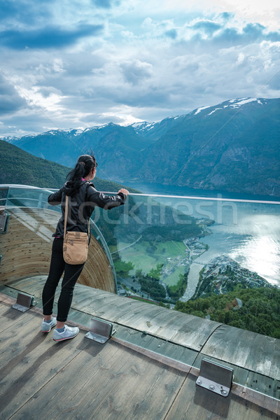 Bella natura Norvegia osservazione deck view Foto d'archivio © cookelma