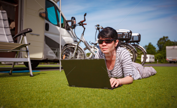 Family vacation travel, holiday trip in motorhome Stock photo © cookelma