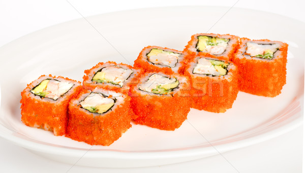 Japanese Cuisine - Sushi (California Roll) on a white background Stock photo © cookelma