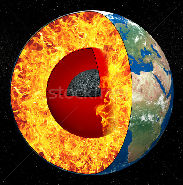 Terra núcleo preto fogo mapa mundo Foto stock © cookelma