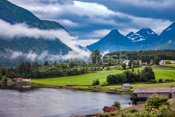 Сток-фото: красивой · природы · Норвегия · природного · пейзаж · небе