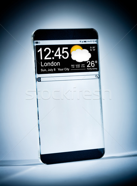 Okostelefon átlátszó kirakat futurisztikus okostelefon copy space Stock fotó © cookelma