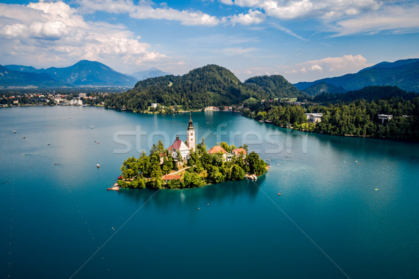 Словения курорта озеро антенна небе Сток-фото © cookelma