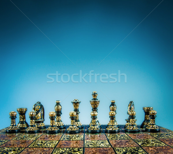 Sakk kék üzlet háttér gondolkodik tábla Stock fotó © cookelma