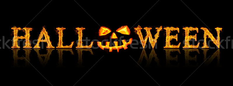 Halloween text - old jack-o-lantern Stock photo © cookelma