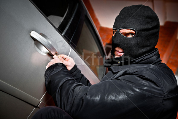 Rover dief masker auto mannen stedelijke Stockfoto © cookelma