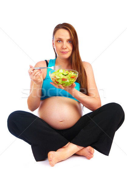 Embarazadas nina verduras frescas familia mujeres belleza Foto stock © cookelma