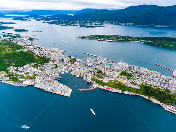 City of Alesund Norway Aerial footage Stock photo © cookelma