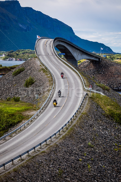 Atlantic Ocean Road Two bikers on motorcycles. Stock photo © cookelma