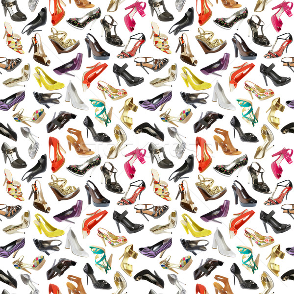 Bezszwowy buty biały kobiet moda zakupy Zdjęcia stock © cookelma
